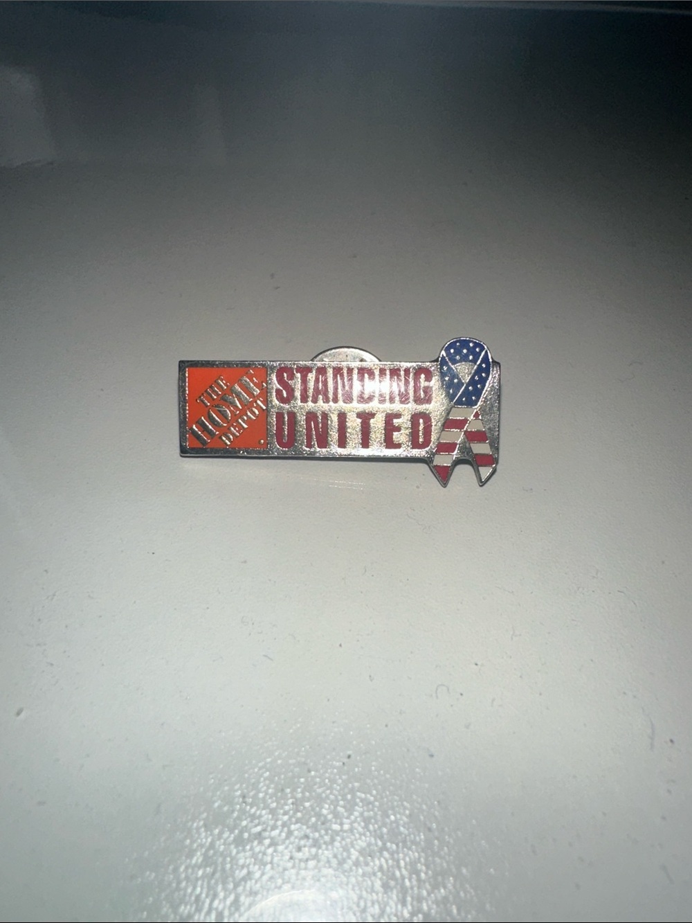 The Home Depot "Standing United" American Flag Ribbon Pin - Orange & Red